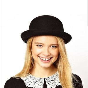 ASOS Roll Brim Felt Black Boater Hat